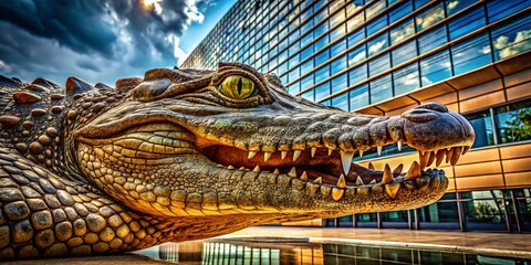 Majestic Crocodile Architectural Photography:  Stunning Reptile Structure Shots,  Scale Model Crocodile Building,  Reptilian Architecture,  Crocodile Building Design