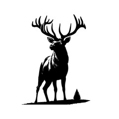 Elk vector silhouette with white background