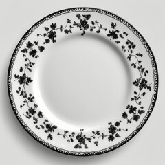 Elegant porcelain plate with floral pattern and gold trim for dining or display