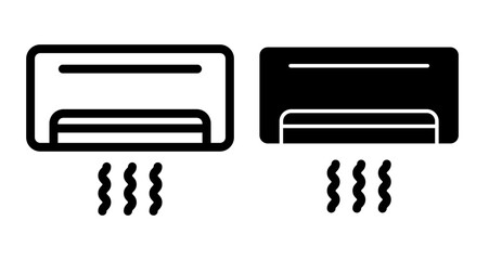 AC unit Icons pack in outlined and flat versions