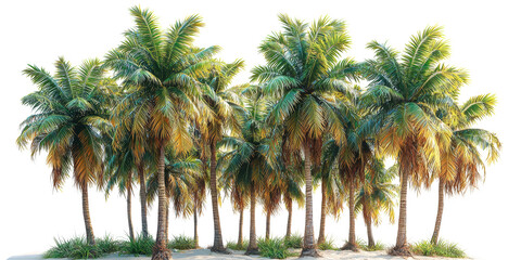 Obraz premium Tropical palm trees cluster isolated on transparent background