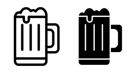 Beer Icons pack in outlined and flat versions