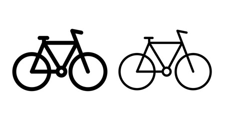 Bicycle Icons pack in outlined and flat versions