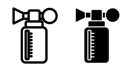 Breast pump Icons pack in outlined and flat versions