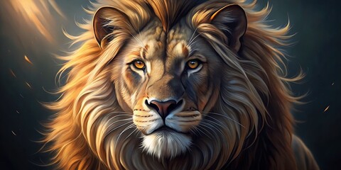 Obraz premium Majestic Lion Drawing, High-Resolution Deep Focus Wildlife Art, Powerful Lion Portrait, Detailed Lion Sketch, Realistic Lion Image