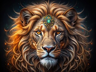 Fototapeta premium Majestic Lion Eyes Tattoo - Long Exposure Photography Art