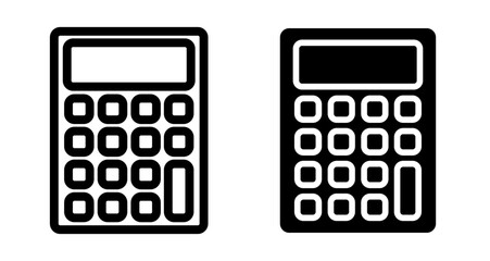Calculator Icons pack in outlined and flat versions