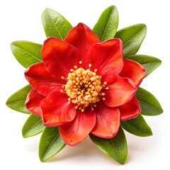 Obraz premium Pomegranate flower, fruit blossoming isolated on white, clipping Pomegranate flower