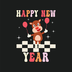 Happy New Year 2025 typography tshirt design