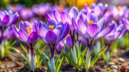 Fototapeta premium Spring crocuses blooming in garden