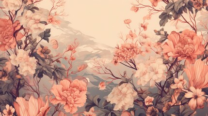 Peach and Cream Floral Design, Botanical Artwork, Soft Hues, Nature Inspired, Elegant Blooms, Artist