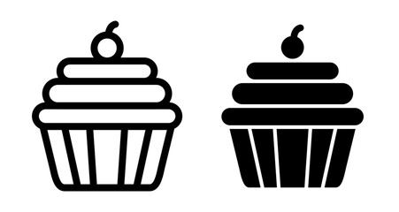 Cup Cake Icons pack in outlined and flat versions