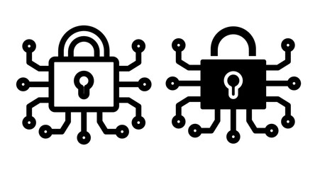Encryption Icons pack in outlined and flat versions