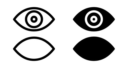 Eyes open and closed Icons pack in outlined and flat versions