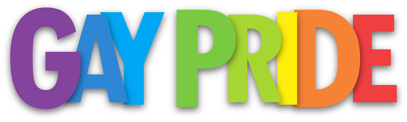 GAY PRIDE colorful typography banner on transparent background