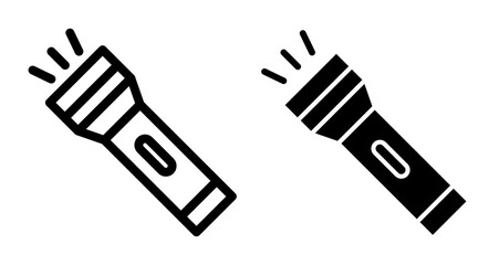 Flashlight Icons pack in outlined and flat versions