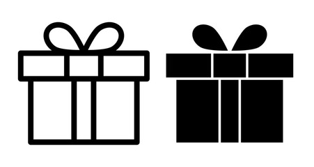 Gift Box Icons pack in outlined and flat versions