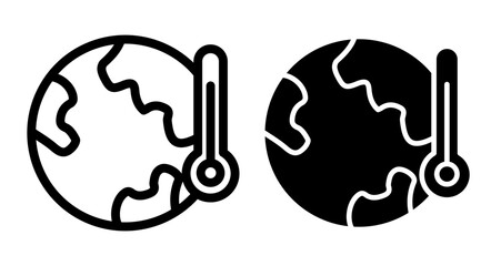 Global warming Icons pack in outlined and flat versions