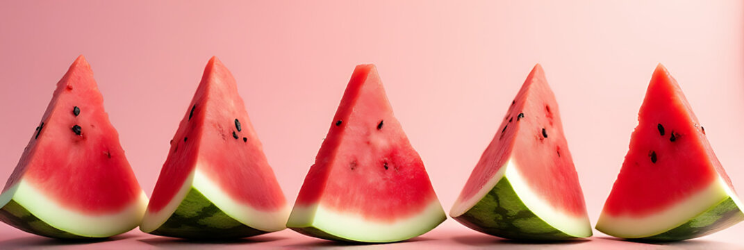 Watermelon with vibrant pastel hues forms a visually appealing image for food and fruit related to holiday celebrations._00001_