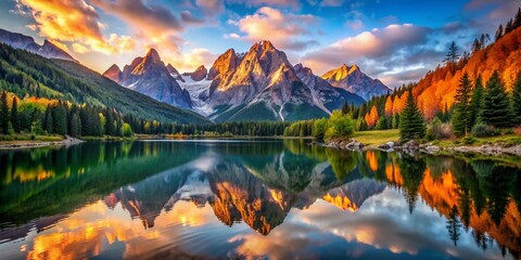 Fototapeta premium Majestic Mountain River Wallpaper: Serene Landscape Photography