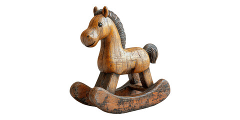 Fototapeta premium Wooden rocking horse toy isolated on transparent background