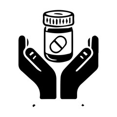 Medication Icon Hand drawn illustration black and white