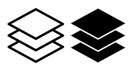 Layers Icons pack in outlined and flat versions