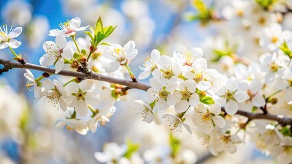 Fototapeta premium Spring landscape with white blossom trees
