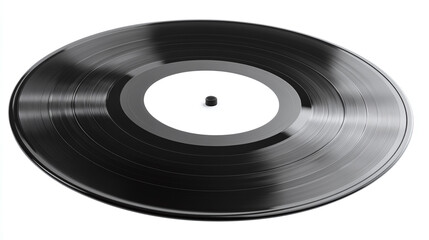 Obraz premium Isolated vinyl record, a black disk album with audio disc, made of plastic, featuring a circle retro music label, representing an old vintage turntable sound.