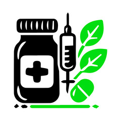 Medication Icon Hand drawn illustration black and white