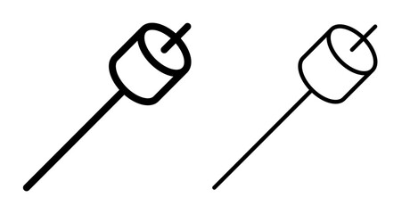 Marshmallow on stick Icons pack in outlined and flat versions