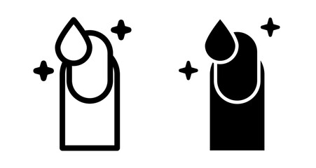 Nail care Icons pack in outlined and flat versions