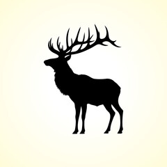 Elk vector silhouette with white background