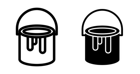 Paint bucket Icons pack in outlined and flat versions