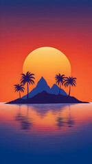 Sunset Island Illustration