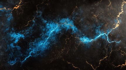 Abstract Cosmic Design with Bright Blue and Golden Accents