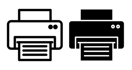 Printer Icons pack in outlined and flat versions