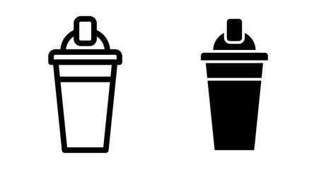 Protein shaker Icons pack in outlined and flat versions