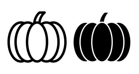 Pumpkin Icons pack in outlined and flat versions