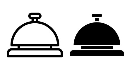 Reception bell Icons pack in outlined and flat versions