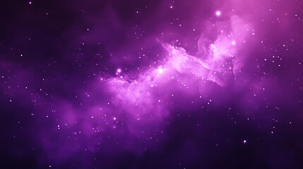 Obraz premium Vibrant cosmic scene featuring purple nebula, scattered stars, and deep space, ideal for backgrounds and celestial themes.
