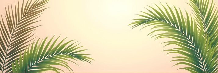 Softly swaying tropical palm leaves dance against a serene pastel backdrop evoking carefree summer days and idyllic natural escapes._00001_