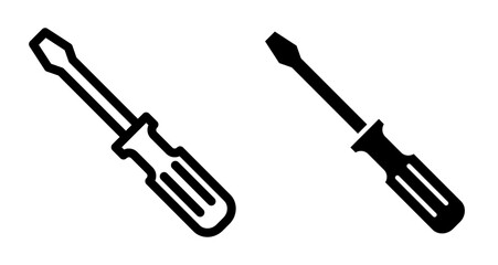 Fototapeta premium Screwdriver Icons pack in outlined and flat versions