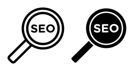 SEO Icons pack in outlined and flat versions