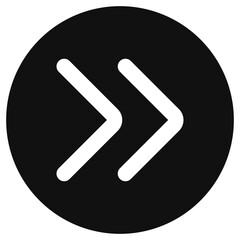Vector double arrow chevron right icon. Black, white background. Perfect for app and web interfaces, infographics, presentations, marketing, etc.