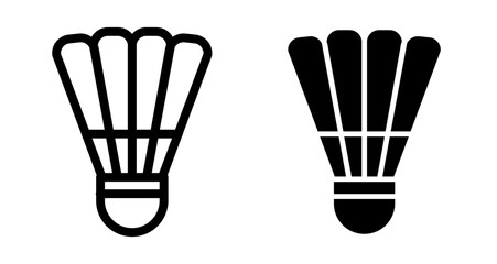 Shuttlecock Icons pack in outlined and flat versions
