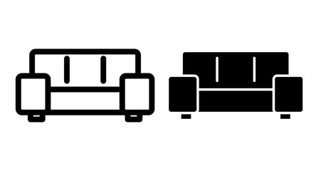 Sofa Icons pack in outlined and flat versions