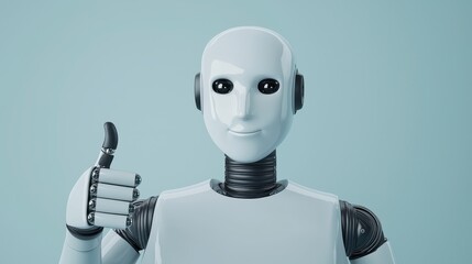 Friendly Robot Giving Thumbs Up Approval Gesture