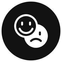 Vector emoticon reaction icon. Black, white background. Perfect for app and web interfaces, infographics, presentations, marketing, etc.