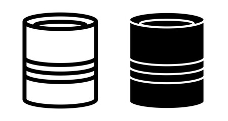 Tin can Icons pack in outlined and flat versions